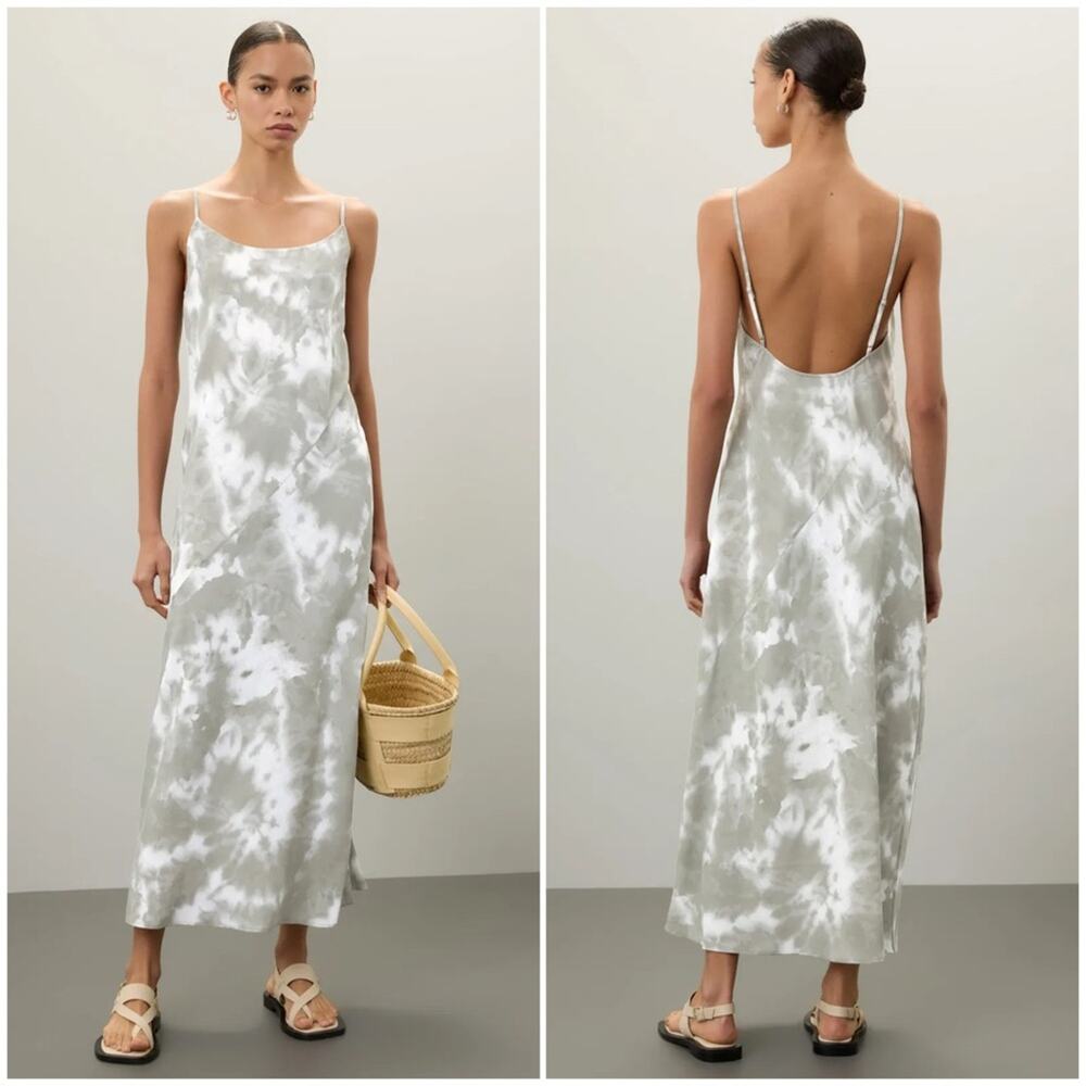 Thakoon Collective Green & White Tie Dye Scoop Back Maxi Dress Size 6